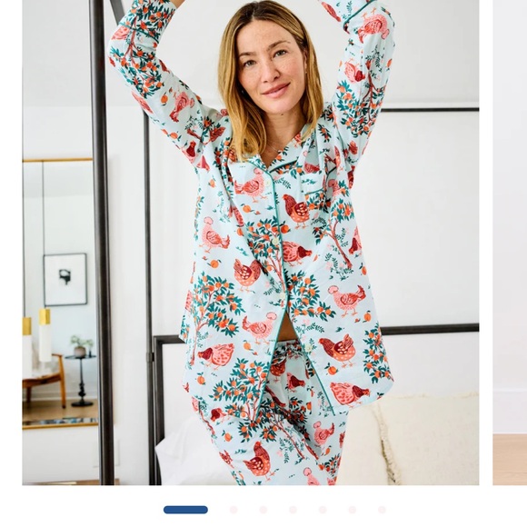 Printfresh Hen Pajamas with Chicken and Tree Print Cotton Set Retail $168 - Picture 4 of 10